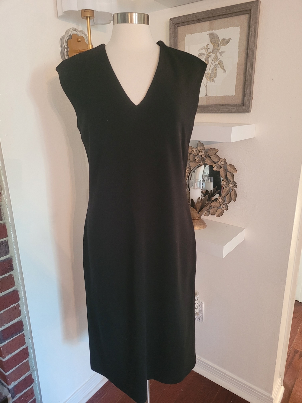 Banana Republic Black Wool V-Neck Shift Dress 12